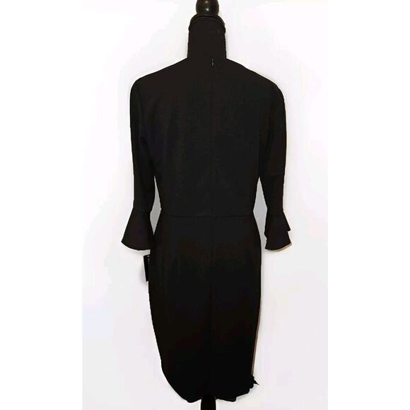 NWT! Donna Morgan Crew Neck Circular Flounce Sleeve Solid Crepe Dress Sz 8 - Picture 5 of 11